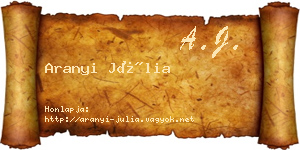 Aranyi Júlia névjegykártya