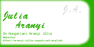 julia aranyi business card